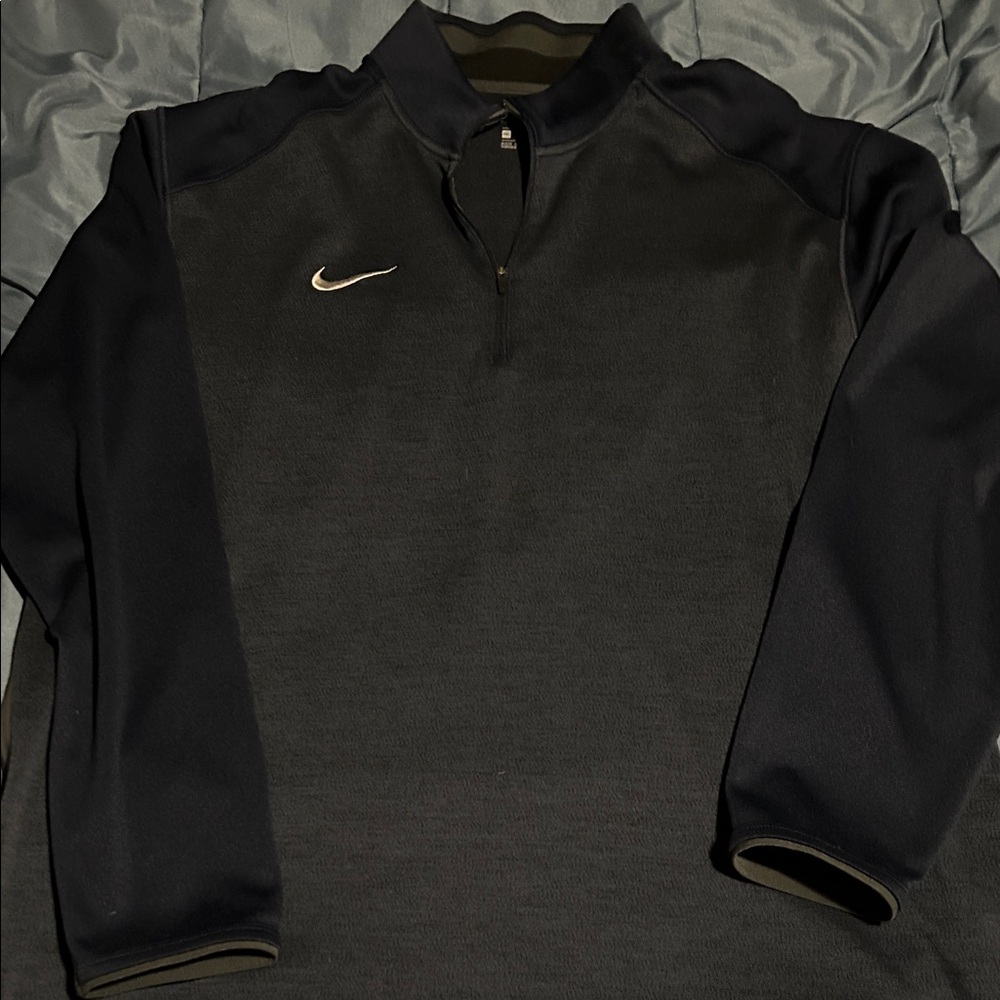 Nike Navy Blue and Gray Quarter-Zip Top